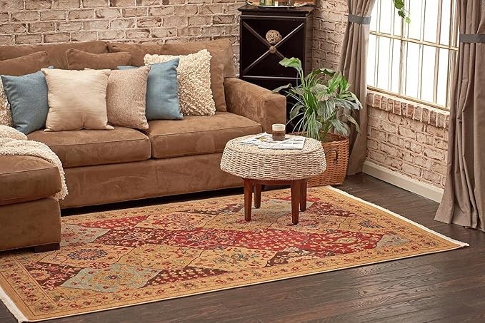 Unique Loom Edinburgh Collection Area Rug - Tulip (2' 7" x 10' Runner Tan/Red)