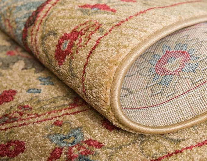 Unique Loom Edinburgh Collection Area Rug - Tulip (3' 3" x 5' 3" Rectangle Tan/Red)