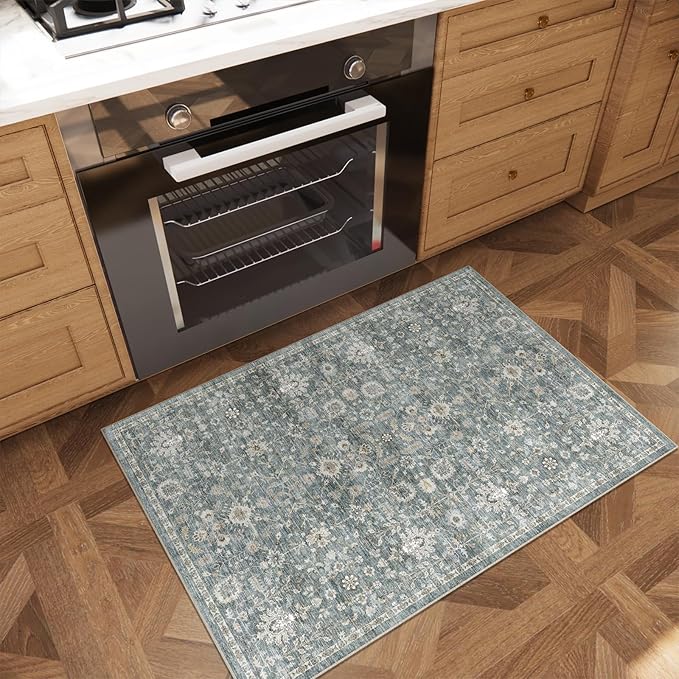 Washable 2'x3' Non Slip Rug Vintage Soft Low Pile Lightweight Boho Area Rugs for High-Traffic Areas (Entryway, Kitchen, Hallway), Farmhouse Decor