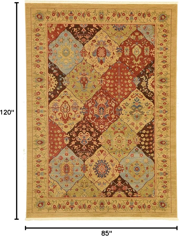 Unique Loom Edinburgh Collection Area Rug - Tulip (7' 1" x 10' Rectangle Tan/Red)
