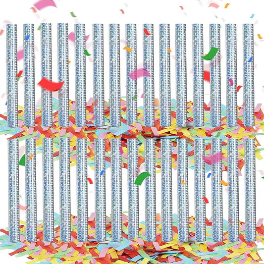 30 Pieces Colorful Confetti Sticks, Compostable Tissue Paper, Shoot Poppers, Handheld Flick Sticks for Indoor/Outdoor Weddings, Birthdays, Celebrations, Events, Party Supplies (7.8in)