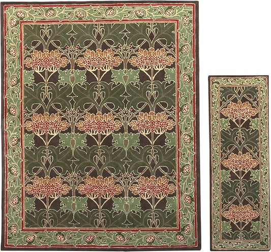 Vintage Style Area Rug Floral Pattern Cecile Green Best for Living Room & Bed Room (4 ft x 6 ft)
