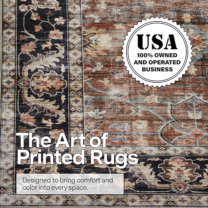 ReaLife Rugs Machine Washable Area Rug Runner - Living Room Bedroom Bathroom Kitchen Entryway - Padded Low Pile Stain Resistant Premium - Boho Farmhouse Vintage - BEV - Beige Tan Brown 2'6" x 6'