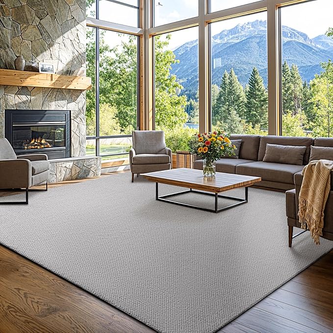 Shilucheng Wool Rug 4.7x7 Non-Slip, Blend 80% Wool and 20% Cotton Rugs for Living Room, Bedroom, Dinning Room, Soft Durable Cotton Backing Modern Area Rug (Gray)