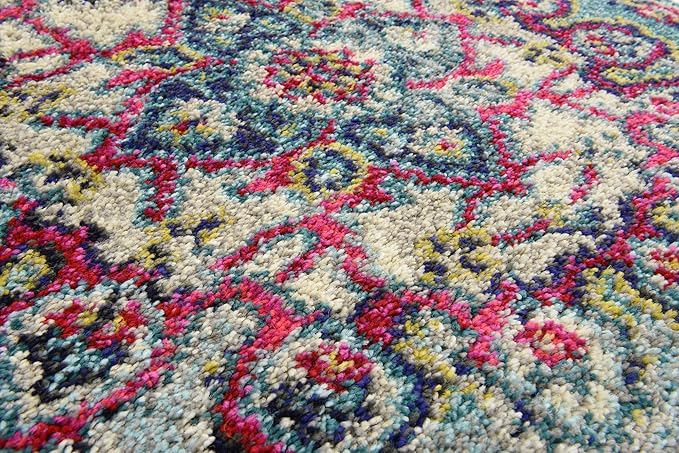 Unique Loom Medici Collection Floral Medallion Traditional Vintage Light Blue Runner Rug (2' 2 x 6' 7)