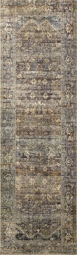Loloi Amber Lewis Morgan Collection MOG-05 Spice/Lagoon 2'-3" x 11'-6" 38" Thick Runner Rug feat. CloudPile, Neutral, Room Décor, Vintage Inspired, Livingroom, Bedroom, Dining Area