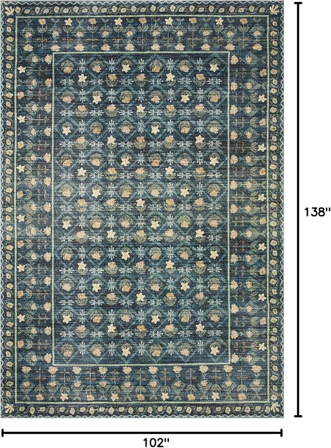 Loloi Rifle Paper Co. Eden Collection EDE-03 Lattice Indigo 8'-6" x 11'-6" Area Rug feat. CloudPile™