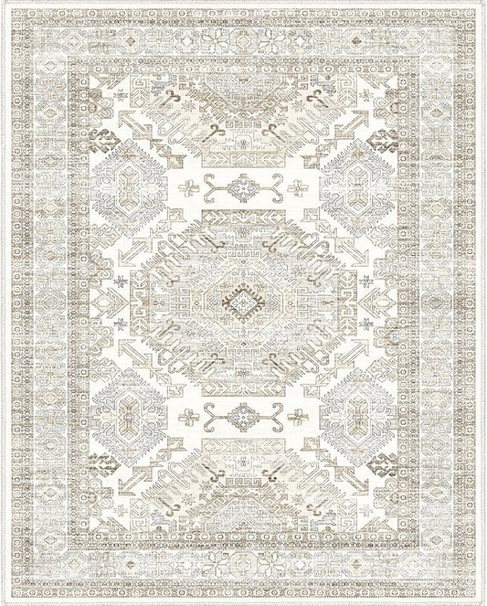 Area Rugs 8x10 for Living Room,Washable Boho 8x10 Area Rugs for Bedroom,Non Slip Carpet for Kitchen, Dining Room, Indoor, Kids Playroom Soft Low-Pile Rug, Thickness 0.2 Inches, Beige/Neutral