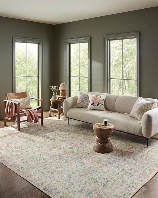 Loloi Rifle Paper Co. Maison Collection MAO-07 Khaki 2'-6" x 7'-6", .19" Pile Height, Runner Rug