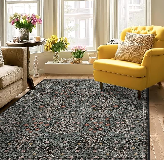 Bedroom Rug 5x7 Area Rugs Washable Green Rugs for Living Room