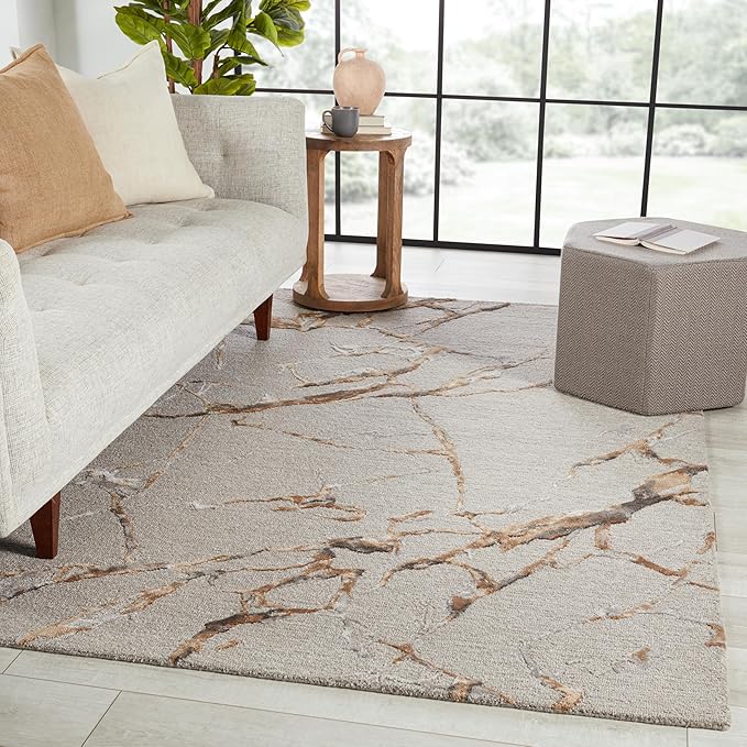 Jaipur Living Shattered Handmade Abstract Gray/Gold Area Rug (5'X8')