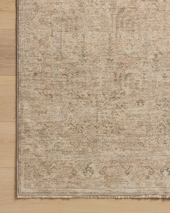 Loloi Magnolia Home by Joanna Gaines Junie Collection JUE-02 Oatmeal/Smoke 5'-3" x 5'-3", .38" Pile Height, Round Area Rug