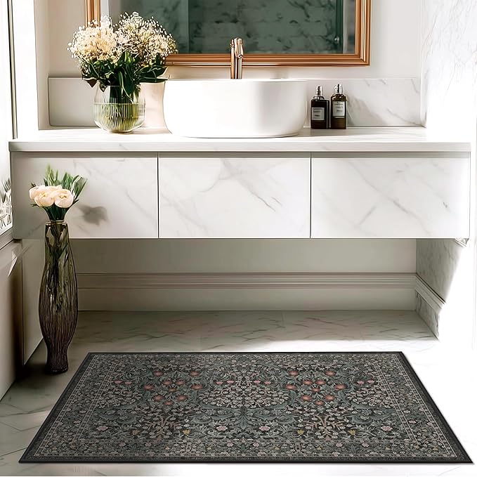 entryway Rug 3×5 Washable Green Kitchen Small Rugs