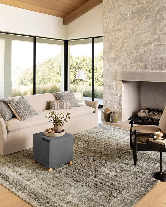 Loloi Amber Lewis Morgan Collection MOG-02 Navy/Sand 11'-6" x 18' 38" Thick Area Rug feat. CloudPile, Neutral, Room Décor, Vintage Inspired, Livingroom, Bedroom, Dining Area