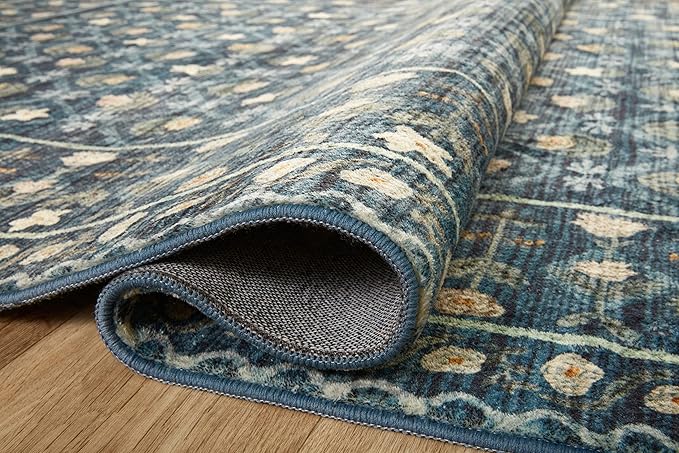 Loloi Rifle Paper Co. Eden Collection EDE-03 Lattice Indigo 7'-6" x 9'-6" Area Rug feat. CloudPile™