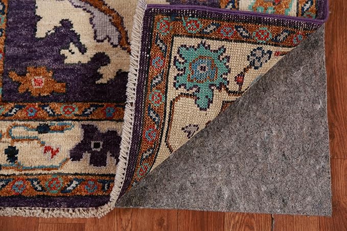 Rug Source Transitional Collection, 11 Ft Runner Oushak Runner Rug, Hand Knotted Purples Floral Rug, Oriental 100% Wool Carpet for Foyer, Entryway and Hallway