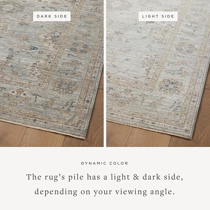Loloi Magnolia Home by Joanna Gaines Millie Collection MIE-02 Sky/Gold 7'-10" x 10', .25" Pile Height, Area Rug