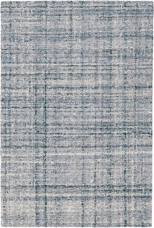 Dash and Albert Harris Wool Area Rug - 3' x 5' Blue & Ivory Solid Hand Micro Hooked Accent Rug - Durable, High Traffic Areas Living Room, Hallway, Stairs