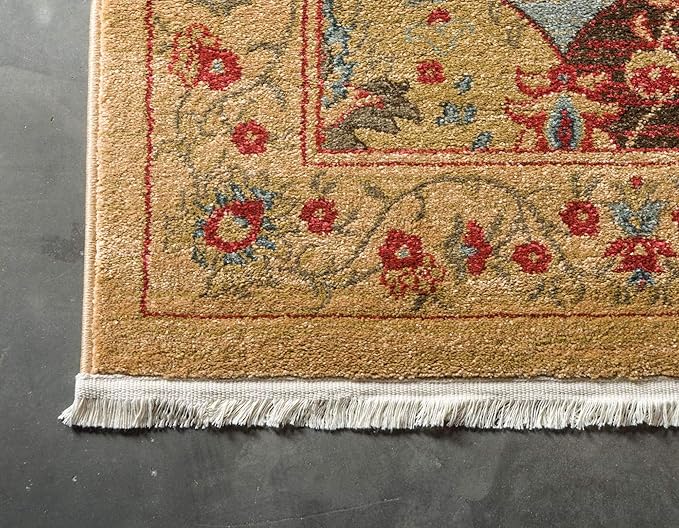 Unique Loom Edinburgh Collection Area Rug - Tulip (5' 1" x 8' Rectangle Tan/Red)