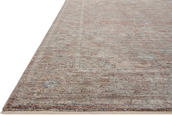 Loloi Magnolia Home by Joanna Gaines Millie Collection MIE-04 Brick/Fog 9'-6" x 9'-6", .25" Pile Height, Round Area Rug