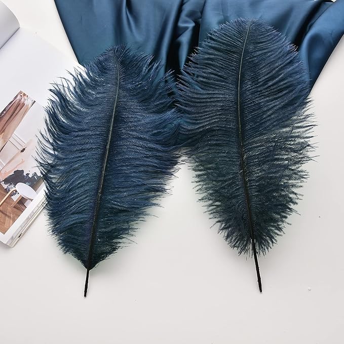Ballinger Navy Blue Ostrich Feathers Plumes - 24pcs 12-14inch Long Feathers for Wedding Party Centerpieces Halloween Decorations