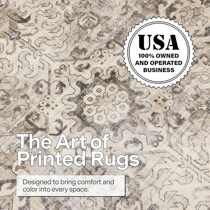 ReaLife Rugs Machine Washable Area Rug - Living Room Bedroom Bathroom Kitchen Entryway Office - Padded Low Pile Stain Resistant Premium - Boho Farmhouse Vintage - Paz - Beige Gray Ivory 2'6" x 8'