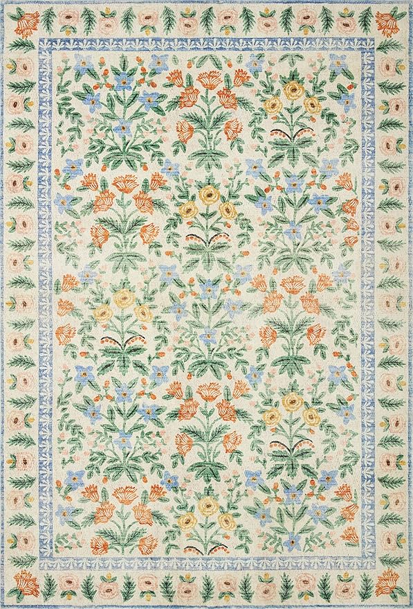 Loloi Rifle Paper Co. Eden Collection EDE-02 Mughal Garden Cream 2'-3" x 3'-9" Accent Rug feat. CloudPile™