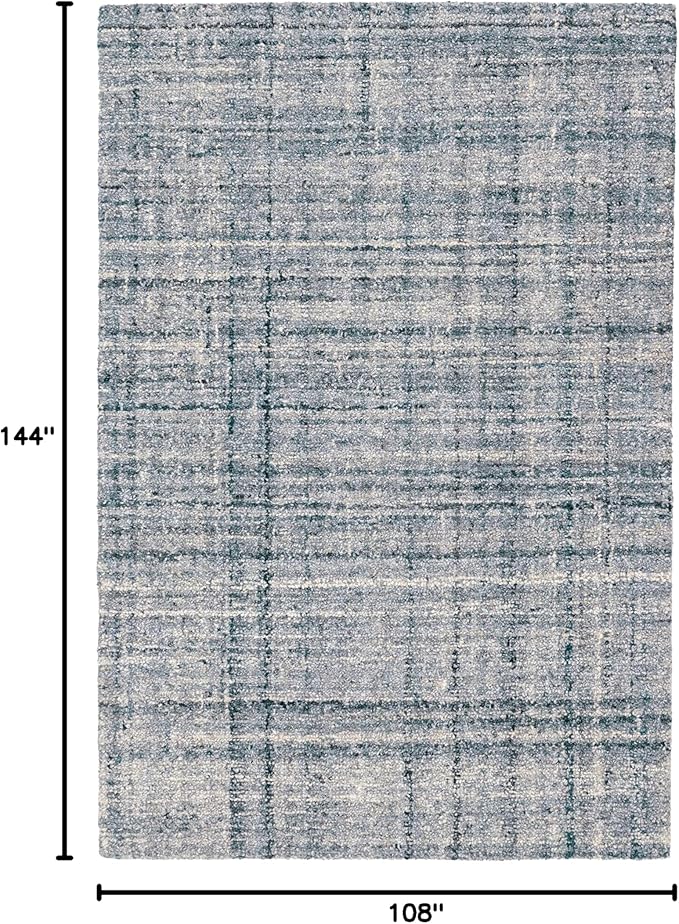 Dash & Albert Harris Blue/Ivory Hand Micro Hooked Wool Rug, 8.5 X 11.5 Feet, Blue/Ivory Solid Pattern