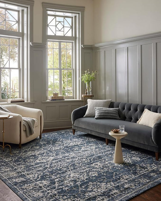 Loloi Magnolia Home by Joanna Gaines Gigi Collection GIG-02 Navy/Stone 2'-7" x 7'-6" Runner Rug