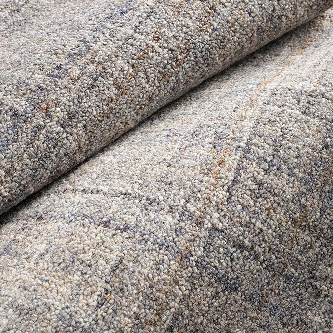 Dash & Albert Harris Blue/Brown Hand Micro Hooked Wool Rug, 8.5 X 11.5 Feet, Blue Solid Pattern