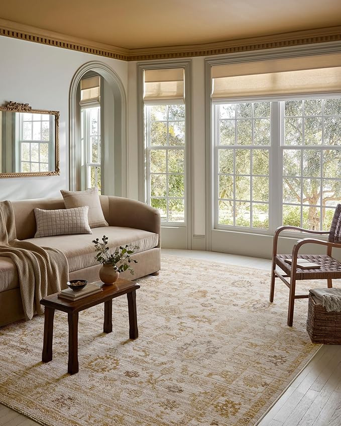 Loloi Magnolia Home by Joanna Gaines Pace Collection PAC-02 Natural/Gold 5'-3" x 5'-3" Round Area Rug