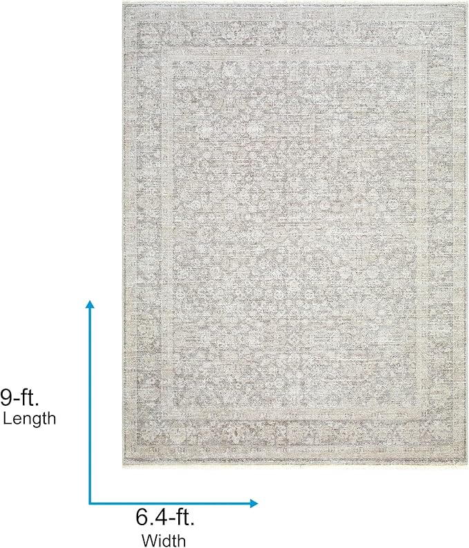 Livabliss x Galey Alix Maria Elena V Vintage Medallion Area Rug, 6'4" x 9' (6' x 9'), Tan