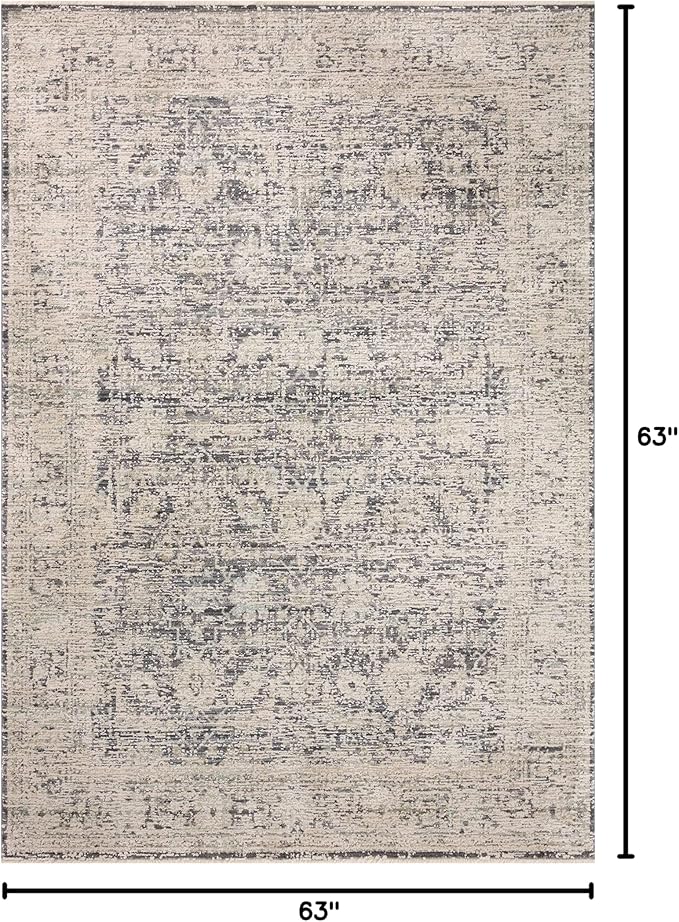 Loloi Amber Lewis Alie Collection ALE-05 Charcoal/Beige 5'-3'' x 5'-3'', .13'' Pile Height, Round Area Rug