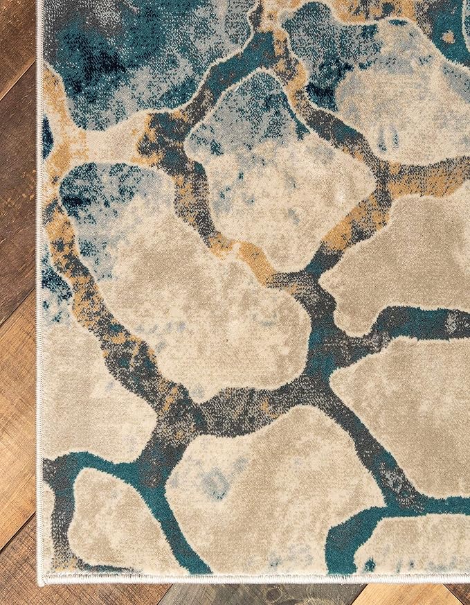 Unique Loom Mystic Collection Area Rug - Fitz Roy (9' x 12' Rectangle, Navy Blue/ Beige)