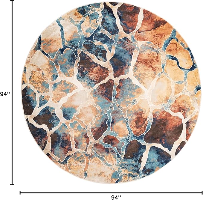 Unique Loom Mystic Collection Area Rug - Fitz Roy (7' 10" Round, Brick Red/Brown)