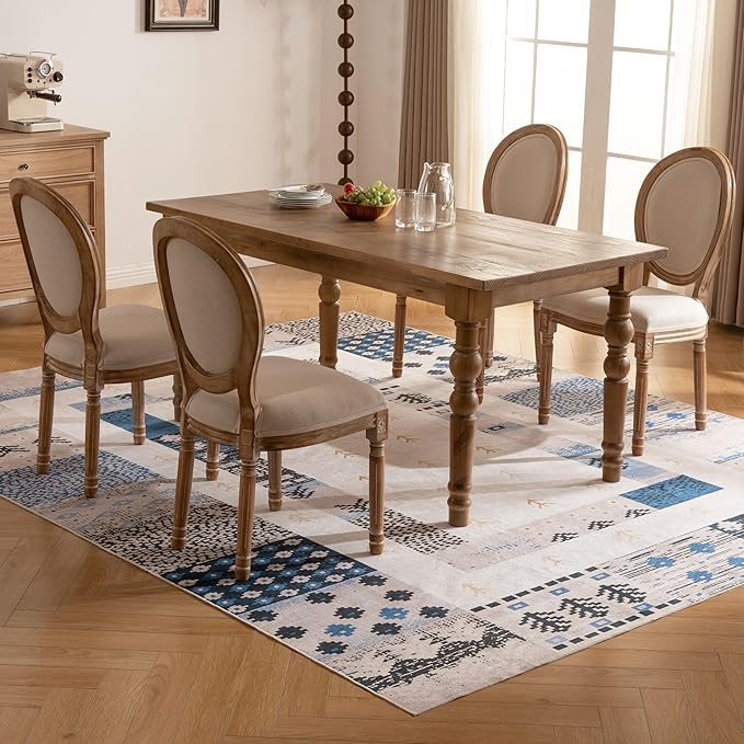 8X10 Area Rug,Washable Vintage Low Pile Rugs for Living Room,Non-Slip Rug for Home Decor,Foldable Indoor Carpet for Dining Room Bedroom Home Office,Countryside