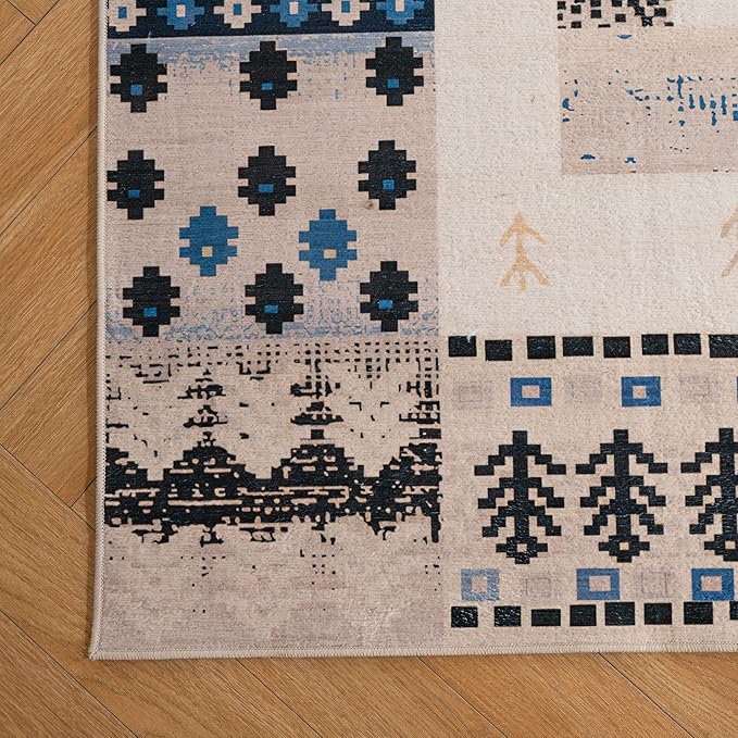 5X8 Area Rug,Washable Vintage Low Pile Rug for Living Room,Non-Slip Rug for Home Decor,Modern Soft Indoor Carpet for Bedroom,Dinning Room,Home Office,Playroom,Countryside