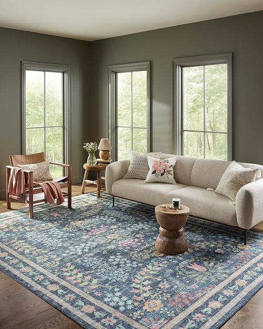 Loloi Rifle Paper Co. Maison Collection MAO-06 Blue/Multi 7'-6" x 9'-6", .19" Pile Height, Area Rug