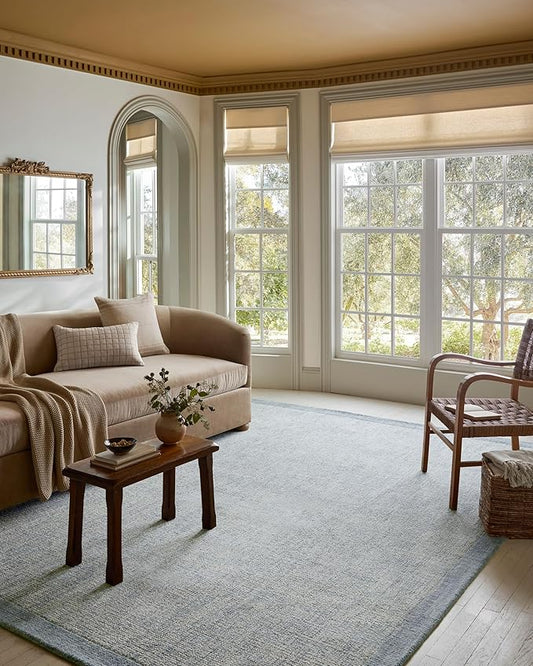 Loloi Magnolia Home by Joanna Gaines Henley Collection HNY-01 Ivory/Blue 9'-3" x 13' Area Rug