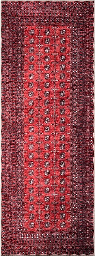 Keen Home Design 2x7 Rug - Machine Washable Runner Rug with Non-Slip Backing, Ideal for Hallway, Entryway, Kitchen, Laundry Room - Vintage, Easy Clean, Durable, Low Pile Rug - (2'6" x 7')