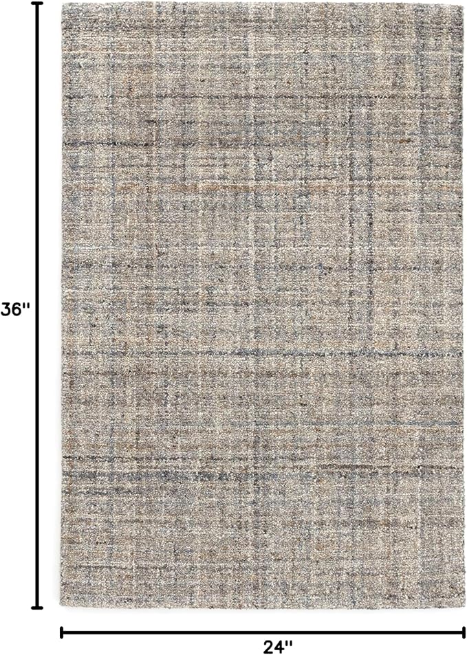 Dash and Albert Harris Wool Area Rug - 2' x 3' Blue & Brown Solid Hand Micro Hooked Accent Rug - Durable, High Traffic Areas Living Room, Hallway, Stairs