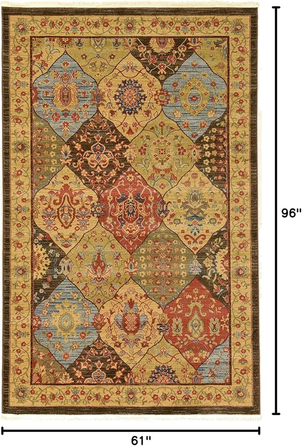 Unique Loom Edinburgh Collection Area Rug - Tulip (5' 1" x 8' Rectangle Multi/Tan)