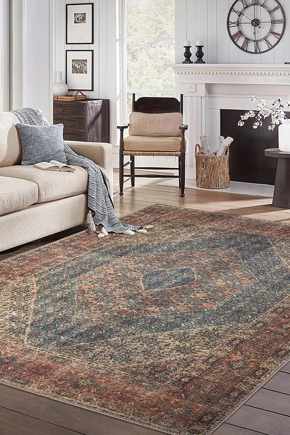 Keen Home Design 3x5 Rug - Machine Washable Entry Rug with Non-Slip Backing, Ideal for Enteryway, Kitchen, Bathroom, Laundry Room - Vintage, Easy Clean, Durable, Low Pile Rug - (3' x 5')