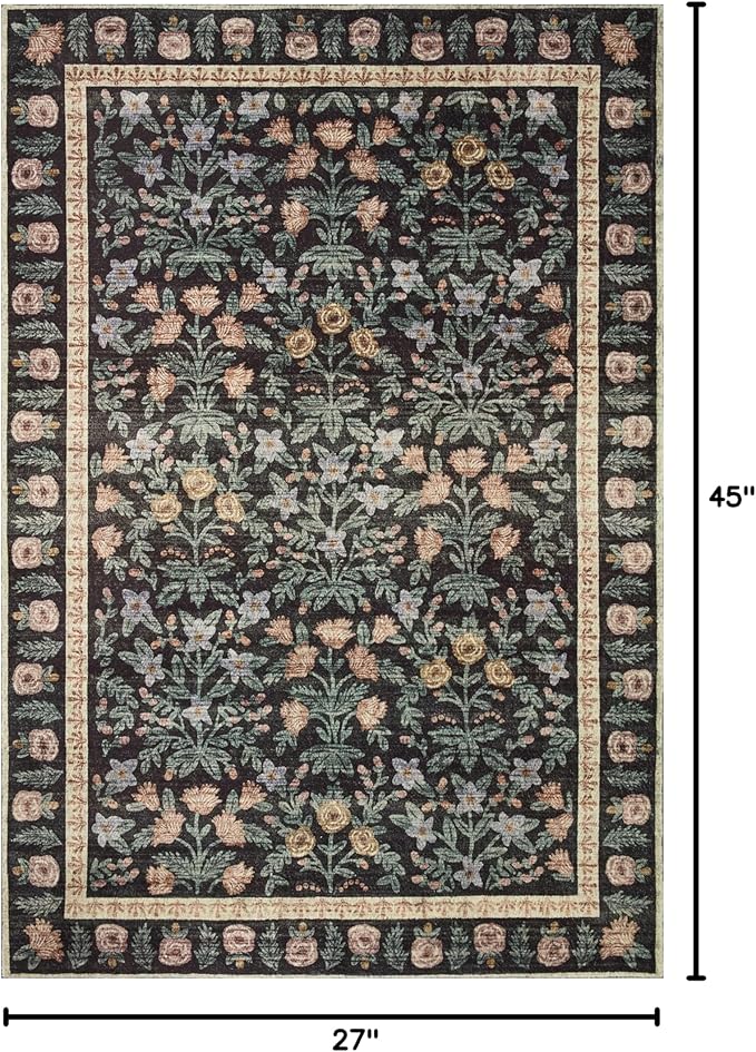 Loloi Rifle Paper Co. Eden Collection EDE-02 Mughal Garden Black 2'-3" x 3'-9" Accent Rug feat. CloudPile™
