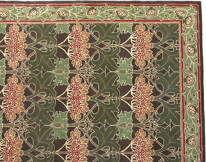 Vintage Style Area Rug Floral Pattern Cecile Green Best for Living Room & Bed Room (9 ft x 12 ft)