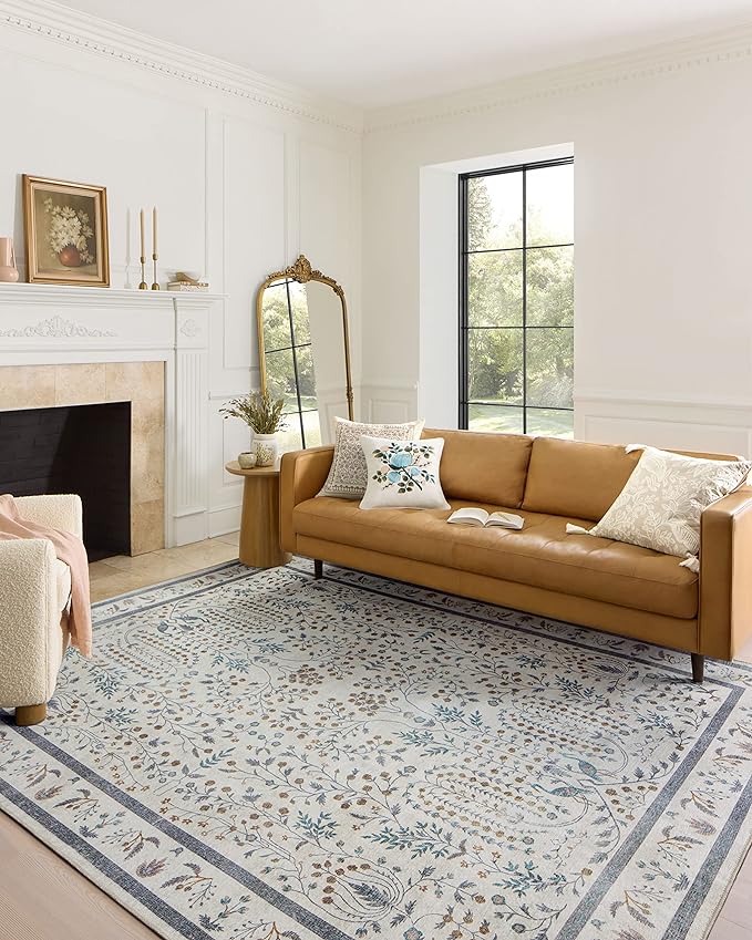 Loloi Rifle Paper Co. Maison Collection MAO-05 Wisteria Cream 3'-9" x 5'-6", .19" Pile Height, Accent Rug