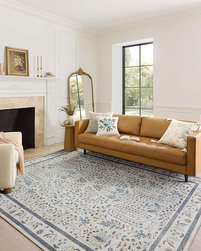 Loloi Rifle Paper Co. Maison Collection MAO-05 Wisteria Cream 7'-6" x 9'-6", .19" Pile Height, Area Rug