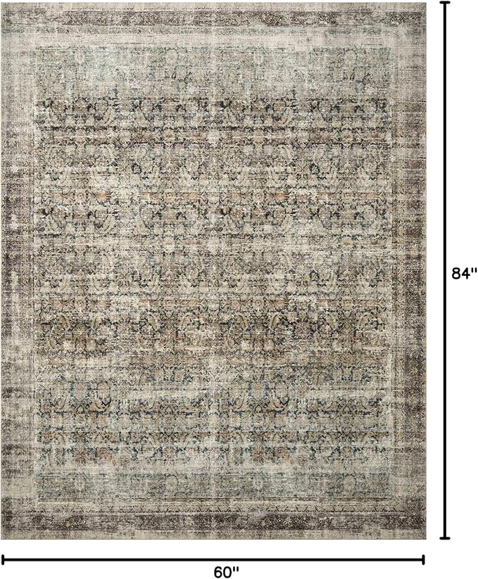 Loloi Amber Lewis Morgan Collection MOG-02 Navy/Sand 5'-0" x 7'-0" 38" Thick Area Rug feat. CloudPile, Neutral, Room Décor, Vintage Inspired, Livingroom, Bedroom, Dining Area