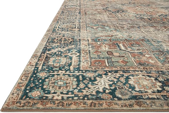 Loloi Margot Collection MAT-02 Terracotta/Lagoon 8'-6" x 11'-6" Area Rug feat. CloudPile, No-Shed Easy Clean Large Patterned Area Rug for Living Room, Bedroom, Dining Area