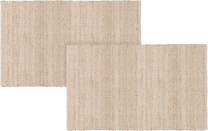 REDEARTH · Jute Cotton Area Rug - 4'x6' Rectangular Rug, Sustainable Handwoven, Non-Shedding, Soft & Durable – Reversible, Neutral Tones for Home Décor in Living Room, Dining Room, Bedroom, Set of 2